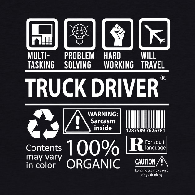 Truck Driver T Shirt - MultiTasking Certified Job Gift Item Tee by Aquastal